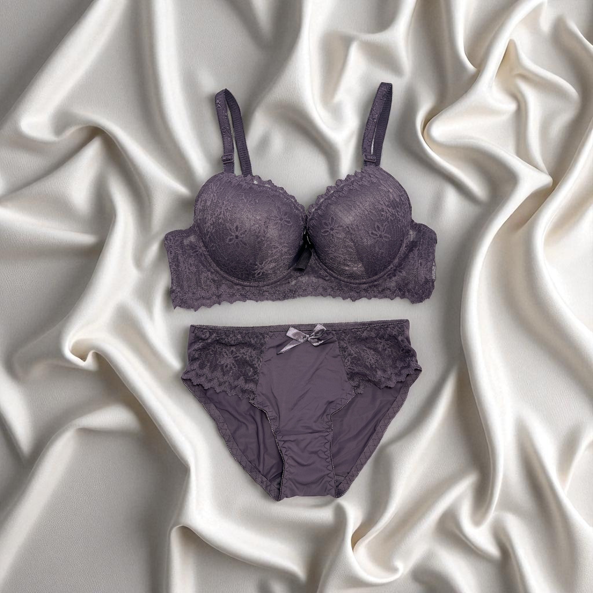 Fancy Padded Bra Set (Purple)